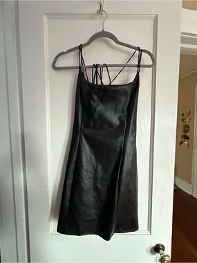 Lucy in the Sky Black Faux Leather Slip Dress